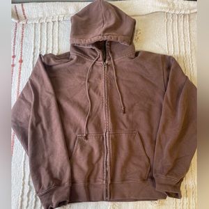 Brandy Melville John Galt Brown Zip Up Sweater